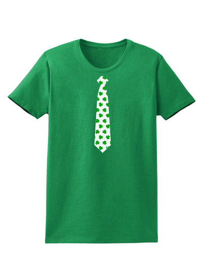 Clover Pattern Tie St Patrick's Day Womens Dark T-Shirt-TooLoud-Kelly-Green-X-Small-Davson Sales