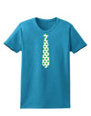 Clover Pattern Tie St Patrick's Day Womens Dark T-Shirt-TooLoud-Turquoise-X-Small-Davson Sales