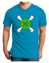 Clover and Crossbones Adult Dark V-Neck T-Shirt by TooLoud-TooLoud-Turquoise-Small-Davson Sales