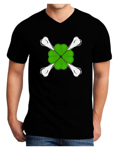 Clover and Crossbones Adult Dark V-Neck T-Shirt by TooLoud-TooLoud-Black-Small-Davson Sales