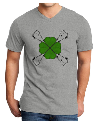 Clover and Crossbones Adult V-Neck T-shirt by TooLoud-Mens V-Neck T-Shirt-TooLoud-HeatherGray-Small-Davson Sales