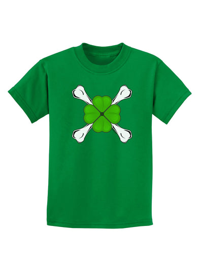 Clover and Crossbones Childrens Dark T-Shirt by TooLoud-Childrens T-Shirt-TooLoud-Kelly-Green-X-Small-Davson Sales