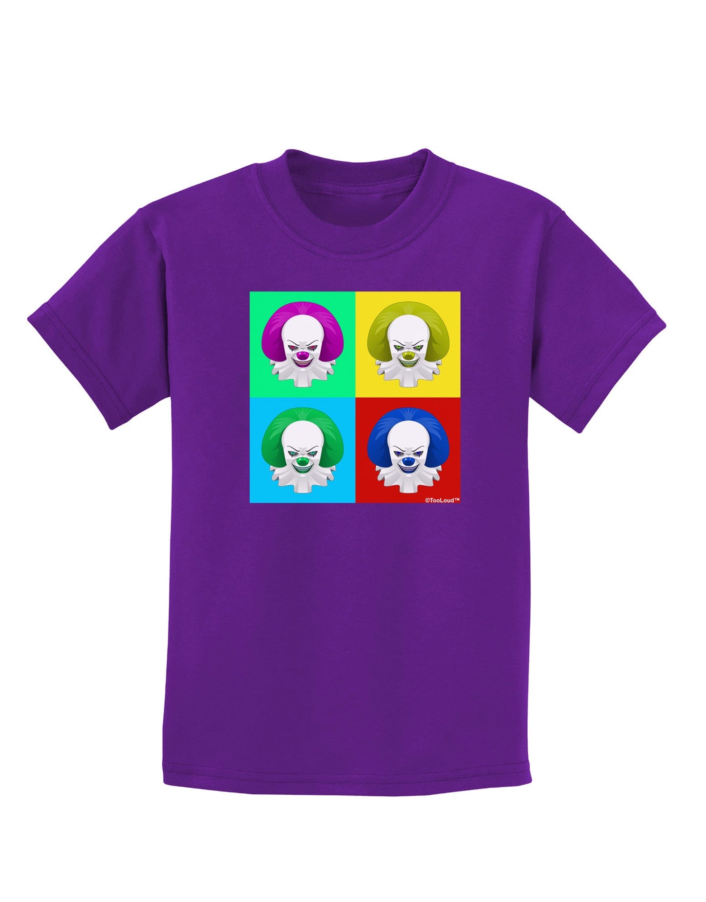 Clown Face Pop Art 2 Childrens Dark T-Shirt-Childrens T-Shirt-TooLoud-Purple-X-Small-Davson Sales