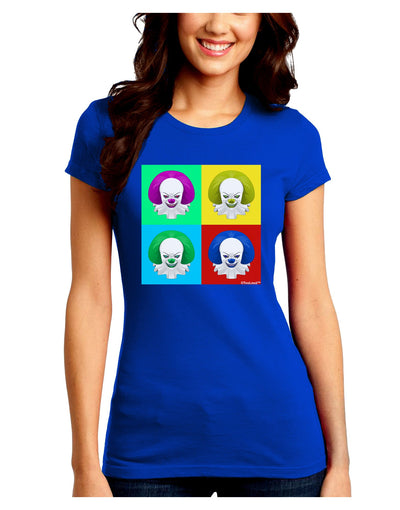 Clown Face Pop Art 2 Juniors Crew Dark T-Shirt-T-Shirts Juniors Tops-TooLoud-Royal-Blue-Juniors Fitted Small-Davson Sales