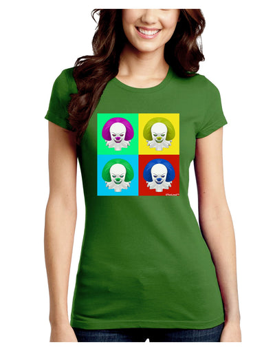 Clown Face Pop Art 2 Juniors Crew Dark T-Shirt-T-Shirts Juniors Tops-TooLoud-Kiwi-Green-Juniors Fitted Small-Davson Sales