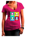 Clown Face Pop Art 2 Juniors V-Neck Dark T-Shirt-Womens V-Neck T-Shirts-TooLoud-Hot-Pink-Juniors Fitted Small-Davson Sales