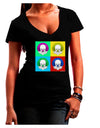 Clown Face Pop Art 2 Juniors V-Neck Dark T-Shirt-Womens V-Neck T-Shirts-TooLoud-Black-Juniors Fitted Small-Davson Sales