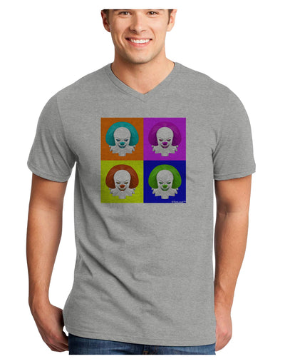 Clown Face Pop Art Adult V-Neck T-shirt-Mens V-Neck T-Shirt-TooLoud-HeatherGray-Small-Davson Sales