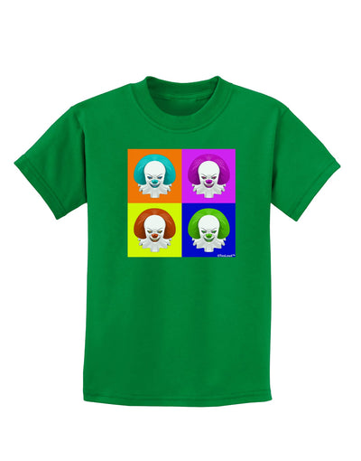 Clown Face Pop Art Childrens Dark T-Shirt-Childrens T-Shirt-TooLoud-Kelly-Green-X-Small-Davson Sales