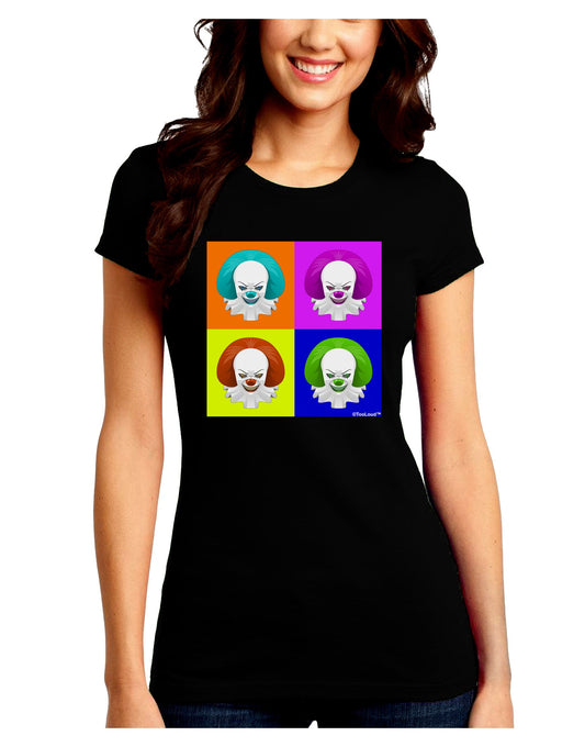 Clown Face Pop Art Juniors Crew Dark T-Shirt-T-Shirts Juniors Tops-TooLoud-Black-Juniors Fitted Small-Davson Sales