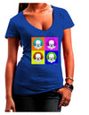 Clown Face Pop Art Juniors V-Neck Dark T-Shirt-Womens V-Neck T-Shirts-TooLoud-Royal-Blue-Juniors Fitted Small-Davson Sales