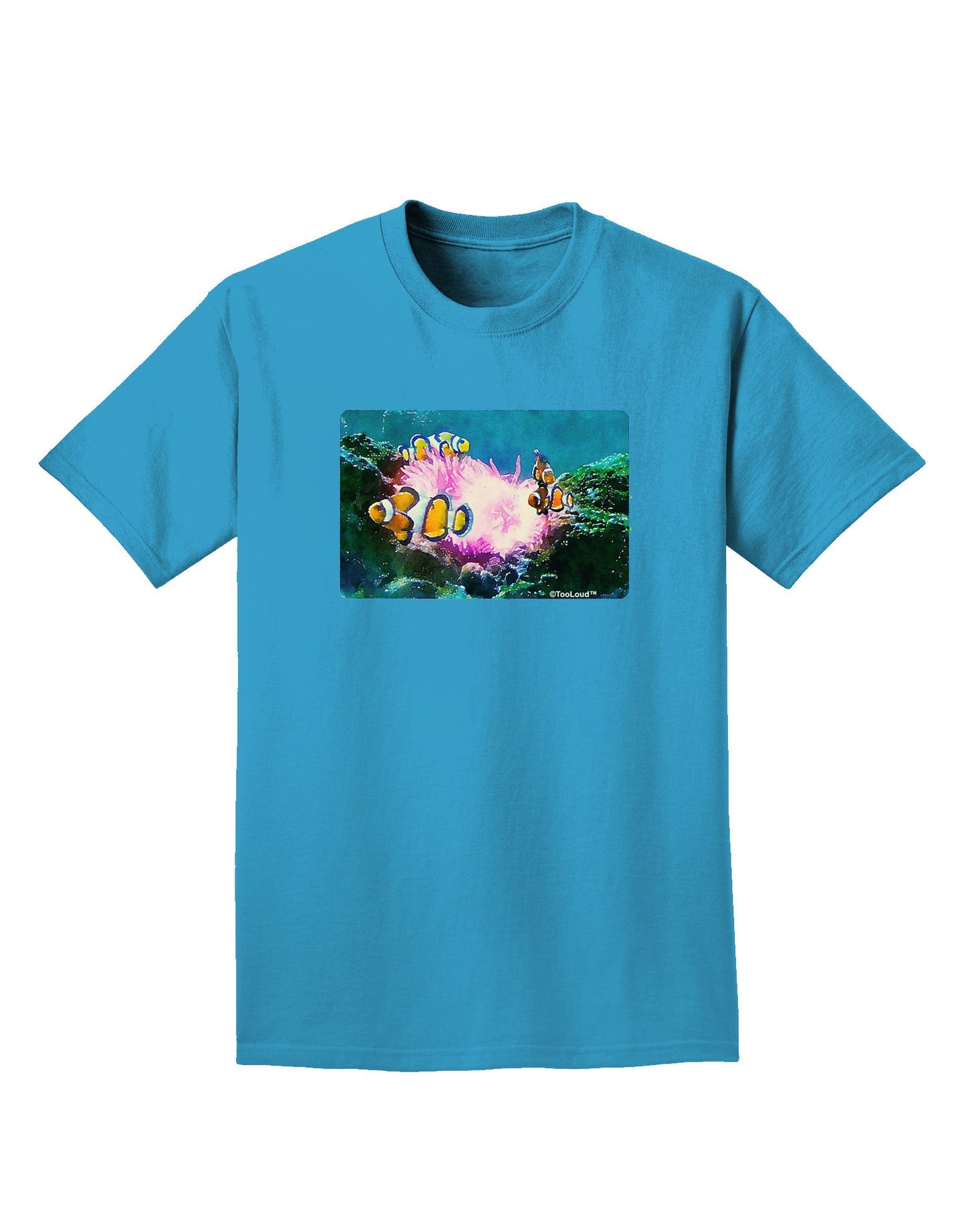 Clownfish Watercolor Adult Dark T-Shirt-Mens T-Shirt-TooLoud-Turquoise-Small-Davson Sales