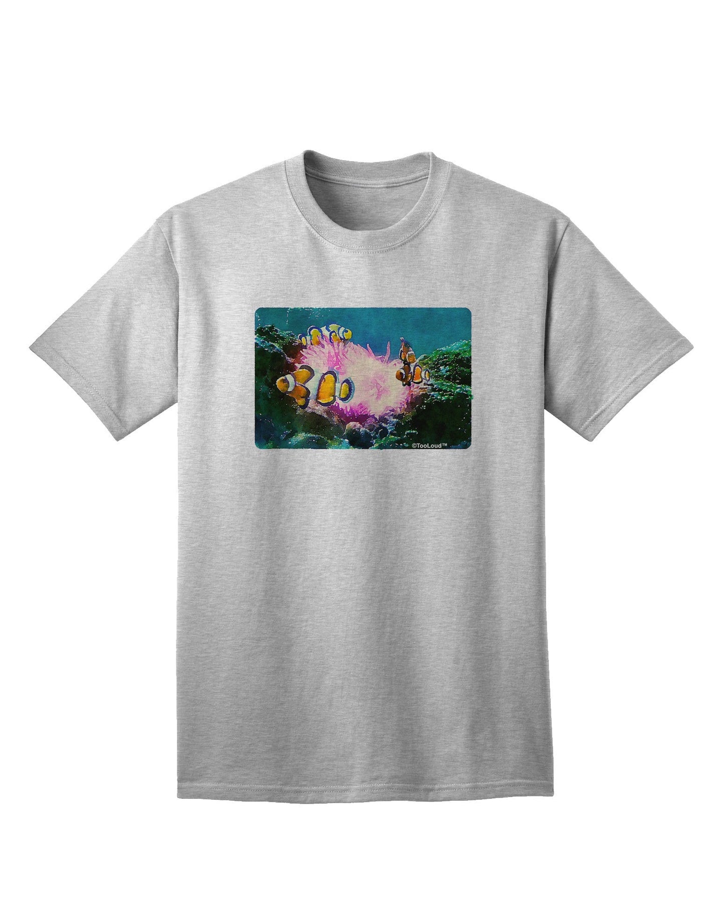 Clownfish Watercolor Adult T-Shirt-Mens T-Shirt-TooLoud-AshGray-Small-Davson Sales