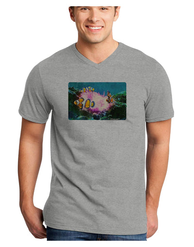 Clownfish Watercolor Adult V-Neck T-shirt-Mens V-Neck T-Shirt-TooLoud-HeatherGray-Small-Davson Sales