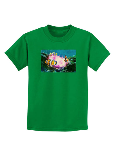 Clownfish Watercolor Childrens Dark T-Shirt-Childrens T-Shirt-TooLoud-Kelly-Green-X-Small-Davson Sales