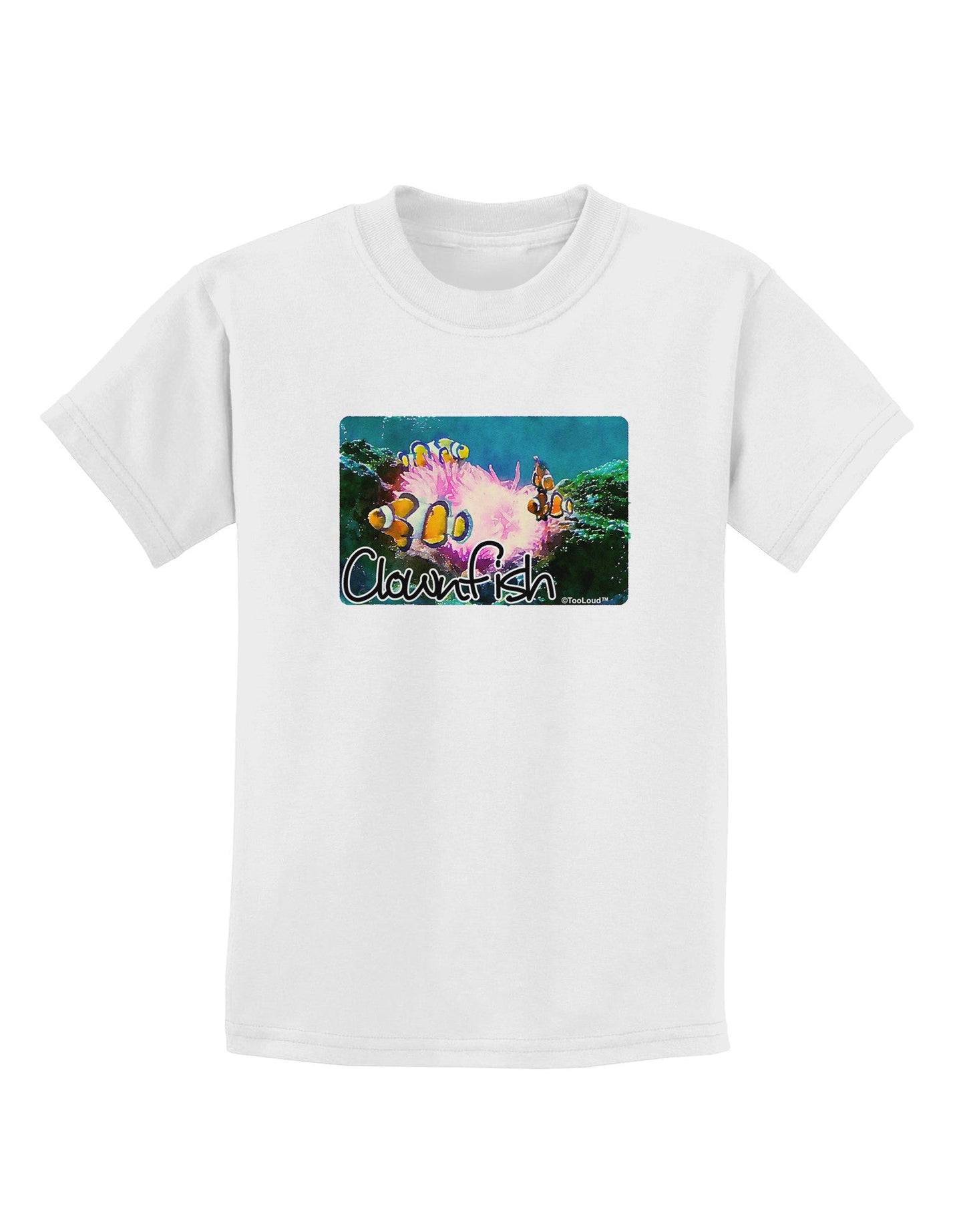 Clownfish Watercolor Text Childrens T-Shirt-Childrens T-Shirt-TooLoud-White-X-Small-Davson Sales