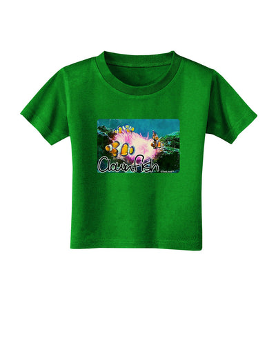 Clownfish Watercolor Text Toddler T-Shirt Dark-Toddler T-Shirt-TooLoud-Clover-Green-2T-Davson Sales