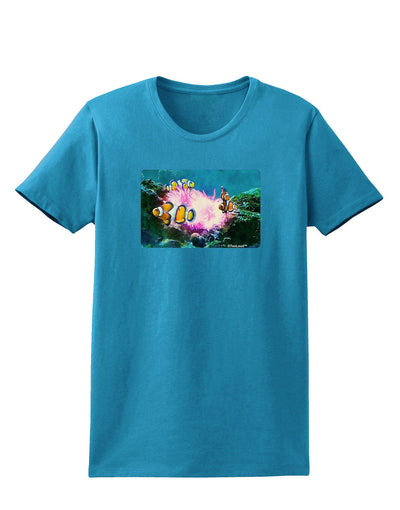 Clownfish Watercolor Womens Dark T-Shirt-TooLoud-Turquoise-X-Small-Davson Sales