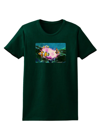 Clownfish Watercolor Womens Dark T-Shirt-TooLoud-Forest-Green-Small-Davson Sales