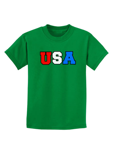 Collegiate USA Childrens Dark T-Shirt-Childrens T-Shirt-TooLoud-Kelly-Green-X-Small-Davson Sales