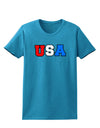 Collegiate USA Womens Dark T-Shirt-TooLoud-Turquoise-X-Small-Davson Sales