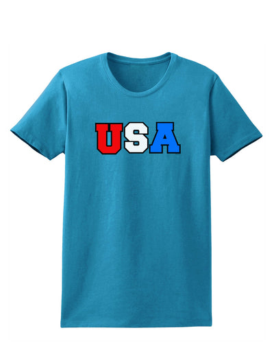 Collegiate USA Womens Dark T-Shirt-TooLoud-Turquoise-X-Small-Davson Sales