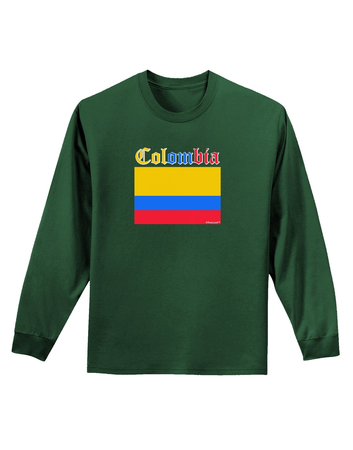 Colombia Flag Adult Long Sleeve Dark T-Shirt-TooLoud-Dark-Green-Small-Davson Sales