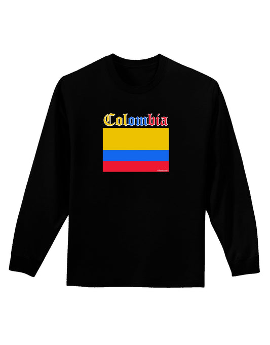 Colombia Flag Adult Long Sleeve Dark T-Shirt-TooLoud-Black-Small-Davson Sales