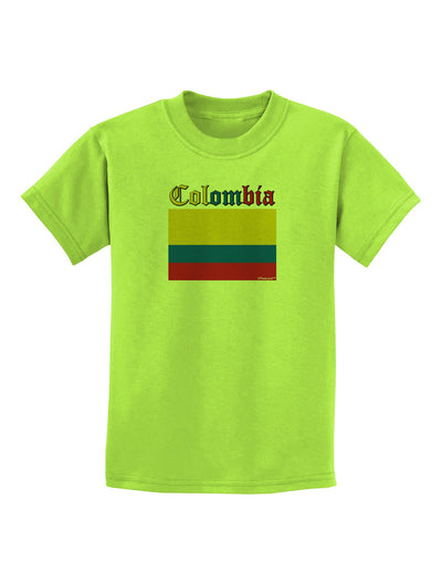 Colombia Flag Childrens T-Shirt-Childrens T-Shirt-TooLoud-Lime-Green-X-Small-Davson Sales