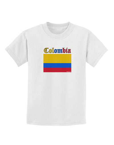 Colombia Flag Childrens T-Shirt-Childrens T-Shirt-TooLoud-White-X-Small-Davson Sales