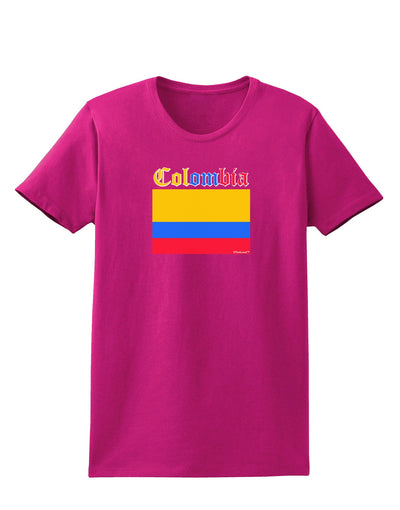 Colombia Flag Womens Dark T-Shirt-TooLoud-Hot-Pink-Small-Davson Sales