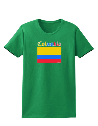 Colombia Flag Womens Dark T-Shirt-TooLoud-Kelly-Green-X-Small-Davson Sales