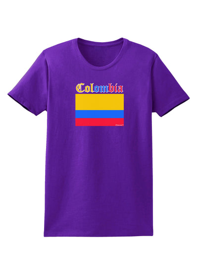 Colombia Flag Womens Dark T-Shirt-TooLoud-Purple-X-Small-Davson Sales