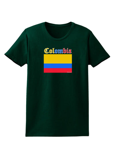 Colombia Flag Womens Dark T-Shirt-TooLoud-Forest-Green-Small-Davson Sales