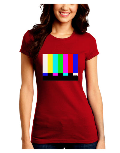 Color Bars Test Signal Juniors Crew Dark T-Shirt-T-Shirts Juniors Tops-TooLoud-Red-Juniors Fitted Small-Davson Sales