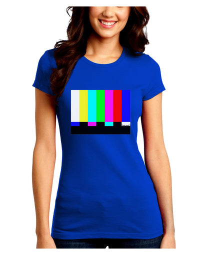 Color Bars Test Signal Juniors Crew Dark T-Shirt-T-Shirts Juniors Tops-TooLoud-Royal-Blue-Juniors Fitted Small-Davson Sales