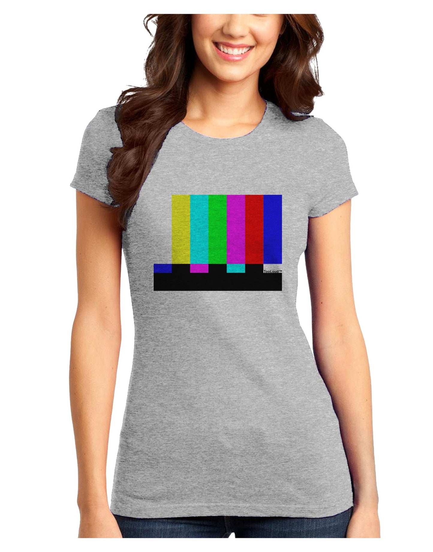 Color Bars Test Signal Juniors T-Shirt-Womens Juniors T-Shirt-TooLoud-Ash-Gray-Juniors Fitted X-Small-Davson Sales