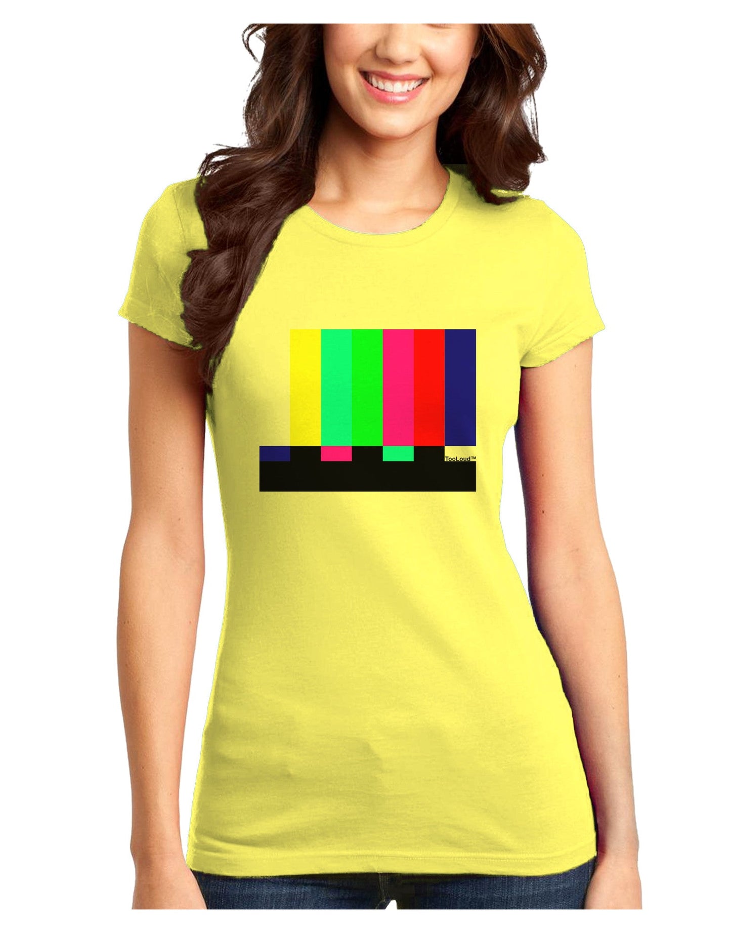 Color Bars Test Signal Juniors T-Shirt-Womens Juniors T-Shirt-TooLoud-Yellow-Juniors Fitted X-Small-Davson Sales