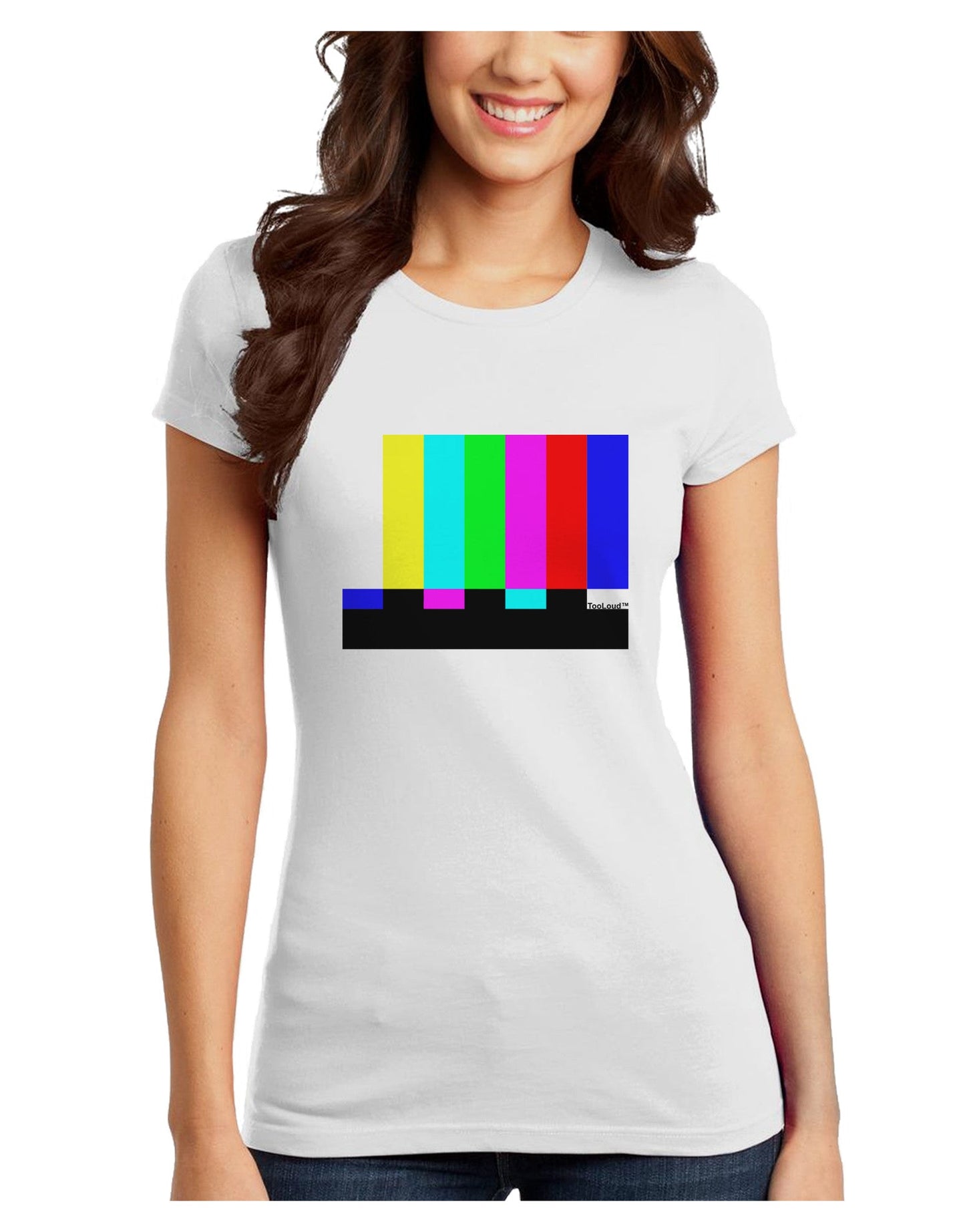 Color Bars Test Signal Juniors T-Shirt-Womens Juniors T-Shirt-TooLoud-White-Juniors Fitted X-Small-Davson Sales