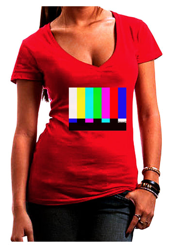 Color Bars Test Signal Juniors V-Neck Dark T-Shirt-Womens V-Neck T-Shirts-TooLoud-Red-Juniors Fitted Small-Davson Sales