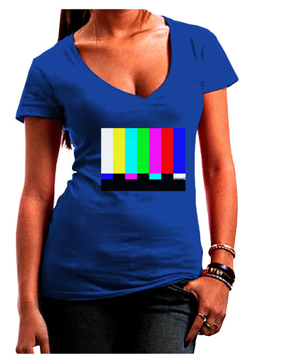 Color Bars Test Signal Juniors V-Neck Dark T-Shirt-Womens V-Neck T-Shirts-TooLoud-Royal-Blue-Juniors Fitted Small-Davson Sales