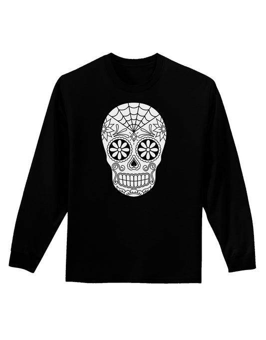 Color Your Own Dia de los Muertos Calavera Adult Long Sleeve Dark T-Shirt-TooLoud-Black-Small-Davson Sales