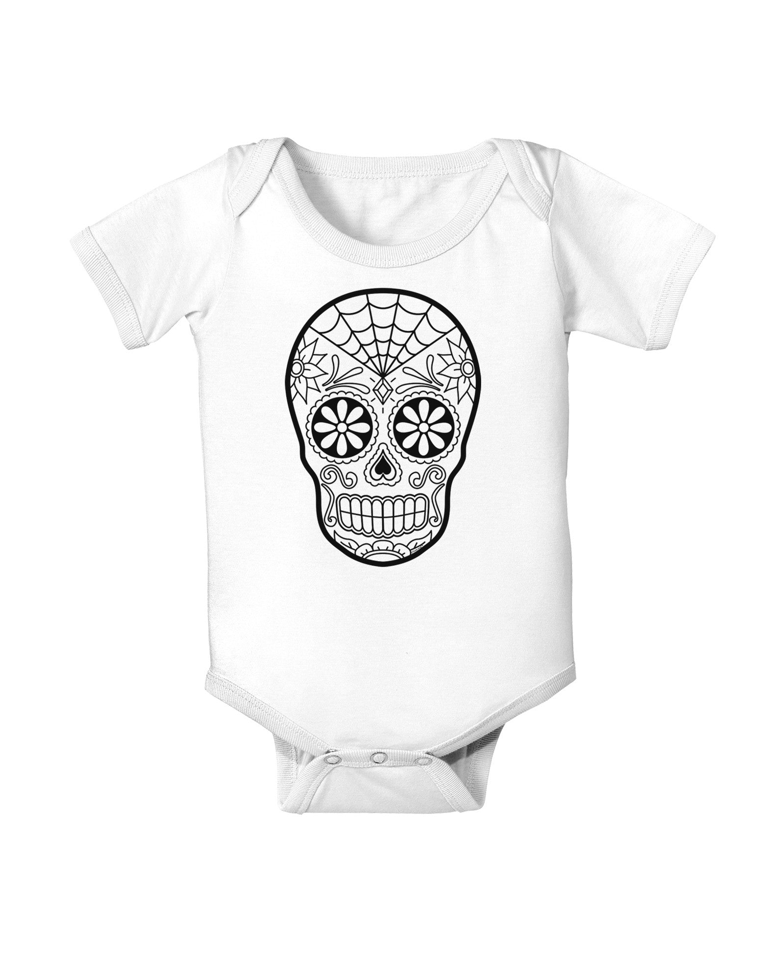Color Your Own Dia de los Muertos Calavera Baby Romper Bodysuit-Baby Romper-TooLoud-White-06-Months-Davson Sales