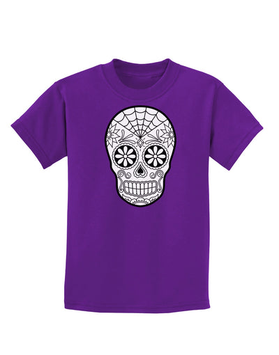 Color Your Own Dia de los Muertos Calavera Childrens Dark T-Shirt-Childrens T-Shirt-TooLoud-Purple-X-Small-Davson Sales