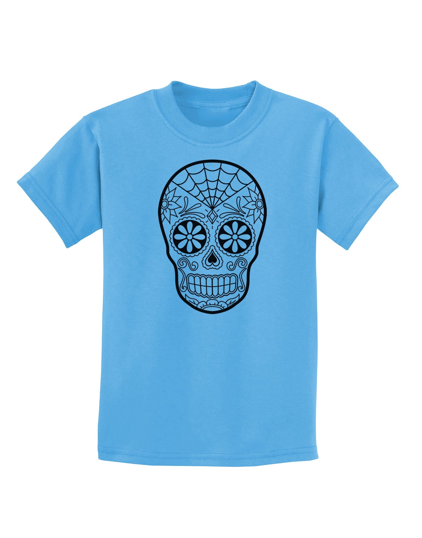 Color Your Own Dia de los Muertos Calavera Childrens T-Shirt-Childrens T-Shirt-TooLoud-Aquatic-Blue-X-Small-Davson Sales