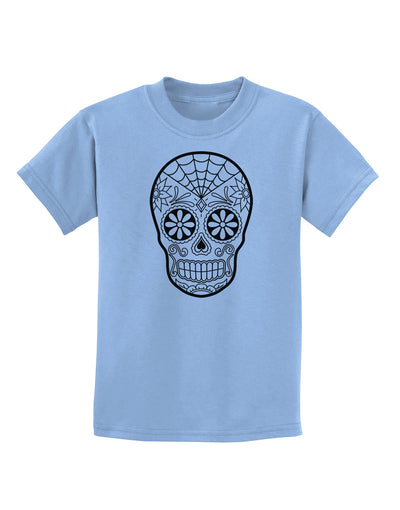 Color Your Own Dia de los Muertos Calavera Childrens T-Shirt-Childrens T-Shirt-TooLoud-Light-Blue-X-Small-Davson Sales