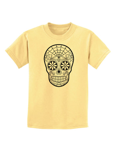 Color Your Own Dia de los Muertos Calavera Childrens T-Shirt-Childrens T-Shirt-TooLoud-Daffodil-Yellow-X-Small-Davson Sales