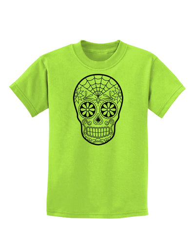 Color Your Own Dia de los Muertos Calavera Childrens T-Shirt-Childrens T-Shirt-TooLoud-Lime-Green-X-Small-Davson Sales