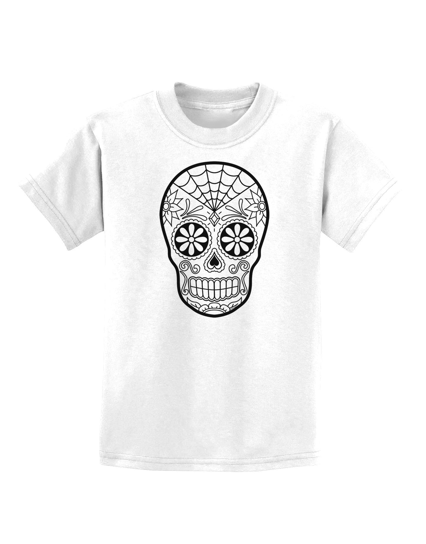 Color Your Own Dia de los Muertos Calavera Childrens T-Shirt-Childrens T-Shirt-TooLoud-White-X-Small-Davson Sales