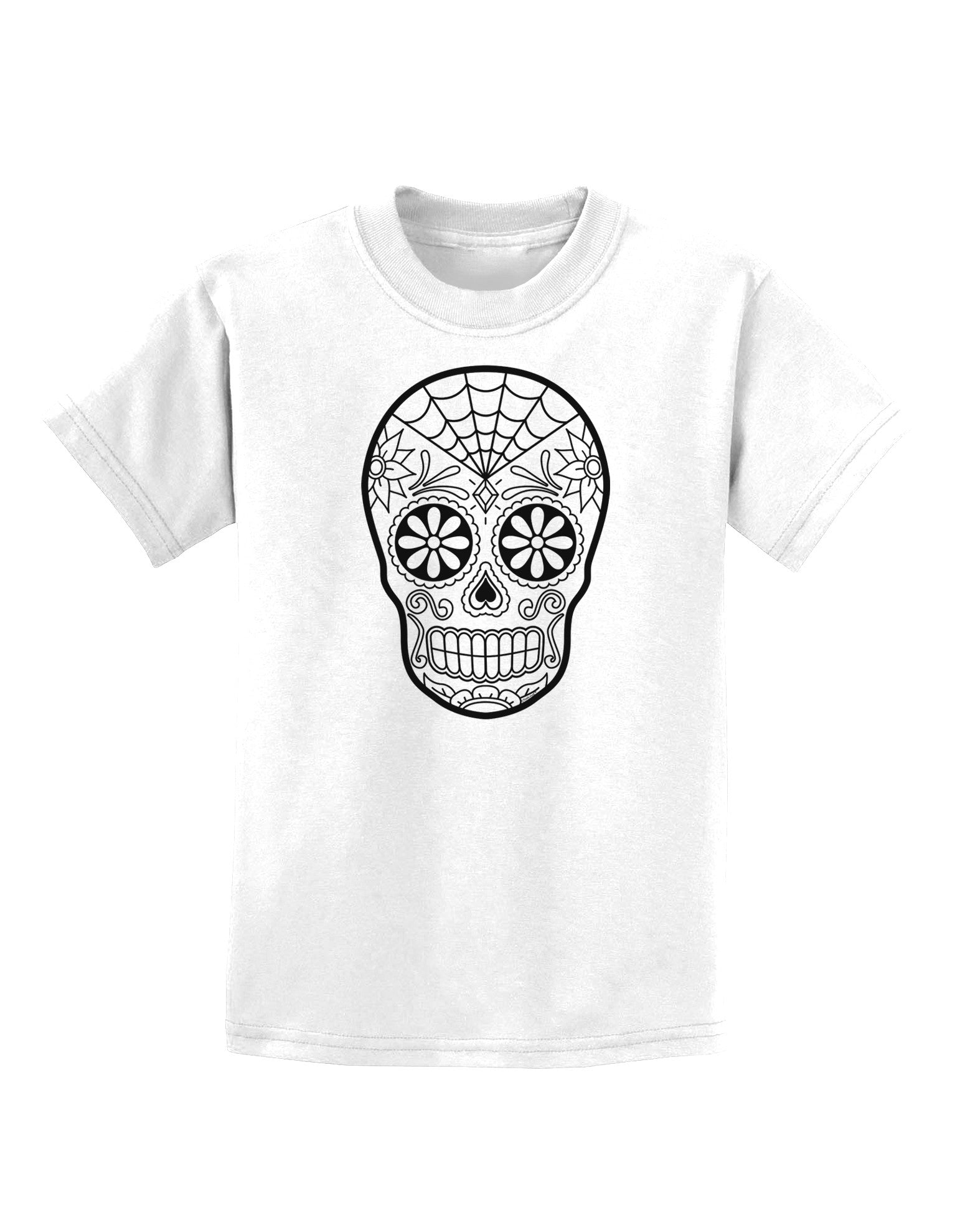Color Your Own Dia de los Muertos Calavera Childrens T-Shirt-Childrens T-Shirt-TooLoud-White-X-Small-Davson Sales